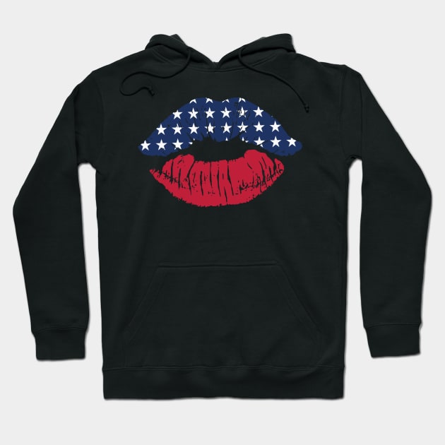 Red White Blue Lips Independence Day Patriotic Family Hoodie by BeyondThat